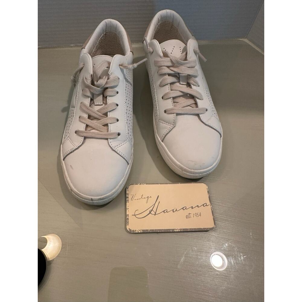 Vintage Havana Women Navy 8.5 White Camel Star Perforated Leather Sneakers‎